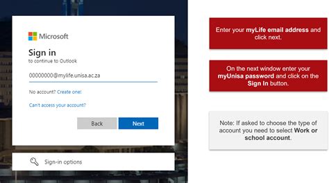 UNISA MyLife emails in Outlook .